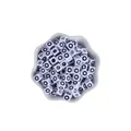 7mm white acrylic cube bead with black letter O for DIY bracelet making projects - Letter O
