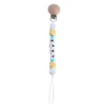 Catenella portaciuccio in legno di faggio e silicone con perline con lettere BABY - Giallo