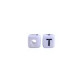Witte 10mm plastic alfabetkraal met zwarte letter T voor DIY sieraden maken - Letter T