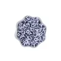 White 7mm acrylic alphabet cube bead with black letter P for DIY jewelry making - Letter P