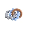 Blue and grey silicone beads with beech wood ring baby teether bracelet - Blue