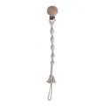 Handmade beech wood and beige cotton braided pacifier clip for baby soothing - Spiral Twist Style (3#)