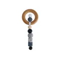 Hochet de dentition DIY pour bébé avec anneau en hêtre et perles en silicone gris - Noir