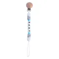 Catenella portaciuccio in faggio personalizzata con perle in silicone blu e grigie - Grigio