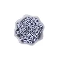 DIY 7mm white cube alphabet bead with black letter Q for personalized jewelry making - Letter Q