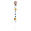 Catenella portaciuccio in faggio con perle in silicone giallo e lettere BABY per neonati - Curcuma