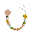 Κλιπ πιπίλας DIY από ξύλο οξιάς με χάντρες BABY και κάκτο σιλικόνης σε πράσινο - Κίτρινο τζίντζερ