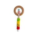Hochet de dentition en bois de hêtre et perles en silicone colorées vert menthe pour bébé - Rouge