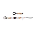 Soccer silicone pacifier clip with wood beads, star ornament and DAD charm - White