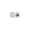 Witte vierkante 10mm plastic letterkraal met zwarte W voor DIY naambandjes - Letter W