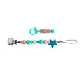 Baby pacifier clip with football iron clip and blue silicone beads in DAD style - Lake Blue