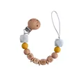DIY baby pacifier clip with white silicone beads and BABY letter wooden beads - Turmeric