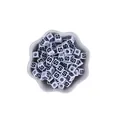 7mm white acrylic cube bead with black letter S for DIY bracelet making - Letter S