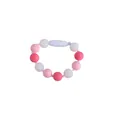 Pink and white silicone sensory teething bracelet with safe breakaway clasp for babies - Wristband / Pink