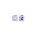 Witte 10mm plastic alfabetkraal met zwarte letter X voor DIY speenkoorden - Letter X