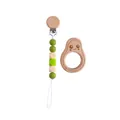 Cartoon avocado wooden teether and silicone pacifier clip set in green and yellow - Green