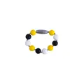 Silicone teething bracelet with yellow, black and white beads and magnetic clasp - Wristband / Yellow