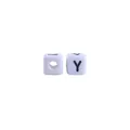 10mm witte kubus letterkraal met zwarte letter Y voor DIY fopspeenkettingen maken - Letter Y