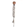 Handmade cream woven pacifier clip with natural beech wood and tassel detailing - Wave Pattern Style (7#)
