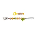 Soccer silicone pacifier clip set with green star and DAD wooden letter beads - Avocado Green