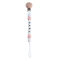 Catenella portaciuccio neonato con perle in silicone rosa e bianco e clip in faggio - Rosa Acceso