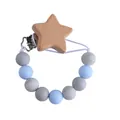 Beech wood star pacifier clip with morandi silicone beads for babies DIY crafts - Blue