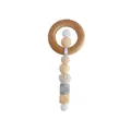Anneau de dentition pour bébé avec perles en silicone marbré et bois de hêtre naturel - Light jaune