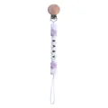 Catenella portaciuccio personalizzata con perle in silicone viola e clip in legno - Viola