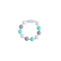 Baby sensory silicone chewing bracelet with mint green and grey macaron beads - Wristband / Gray