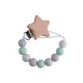 Catenella portaciuccio in faggio a stella con perle in silicone marmorizzato - Verde chiaro