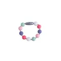 Multi-colored silicone teething ring with pastel beads and gray safety clasp for babies - Wristband / Multicolor