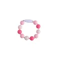 Pink and white silicone teething bracelet with twelve beads and safety clasp - Wristband / Rose Red