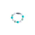 Baby silicone teething bracelet with mint and turquoise beads and gray safety clasp - Wristband / Light Green