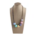Teething necklace for babies with colorful macaron silicone geometric beads - Blue