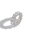 Bague éternité hip hop en argent avec zircons taille coussin en une seule rangée - US 7 / Argent