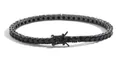 Pulsera tennis negra de 4mm con piedras de circonita redondas y cierre de caja seguro - 3mm / 7 pulgadas / Gris metalizado