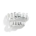 Polished silver hip hop grillz set featuring sharp fang design for cosplay and parties - Upper And Lower Fang / Silver