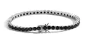 Pulsera tennis hip hop plateada con circonitas negras de 4mm y cierre de caja - 3mm / 7 pulgadas / Plateado