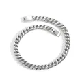Macro view of silver stainless steel Cuban chain necklace with a square folding clasp - 16 Inch (40cm) / 12mm / Steel