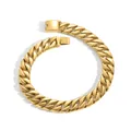 Macro shot of 12-32mm gold stainless steel Cuban chain with polished rectangle clasp - 16 Inch (40cm) / 20mm / Gold