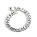 Detailed view of silver stainless steel Cuban link necklace with secure box clasp mechanism - 7 Inch (17.7cm) / 25mm / Steel
