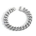 Polished silver stainless steel thick curb link Cuban bracelet for men with secure clasp - 8.5 inch (21.5cm) / 32mm / Steel