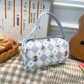 Sac à main matelassé bleu clair avec motifs d'ours mignons et anses bleues - Ours Bleu