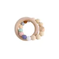 Macaron color silicone beads with natural beech wood ring teething bracelet toy - Lilac Purple