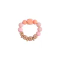 Pink and orange silicone beaded baby teether ring with BABY letter wooden blocks - Pink Bracelet