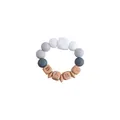 Baby pacifier clip with grey silicone beads and BABY lettered beech wood blocks - Gray Wristlet
