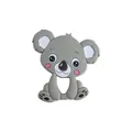 Cute grey koala cartoon silicone baby teether featuring an easy-to-grip ring design. - Gray