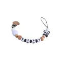 Panda silicone pacifier clip with beech wood beads and BABY letter squares - Gray Pacifier Clip
