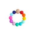 Rainbow silicone and beech wood baby teething bracelet with colorful beads - Colorful
