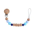 Baby-Schnullerkette aus blauen Silikonperlen und Buchenholz mit BABY Gravur - Blau Schnullerkette
